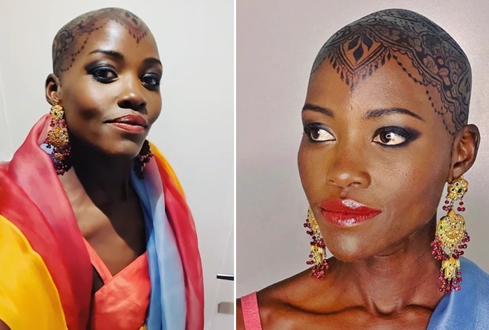 Lupita Nyongo Used Her Shaved Head as a Canvas for an Intricate Henna  Tattoo  See Photos  Allure