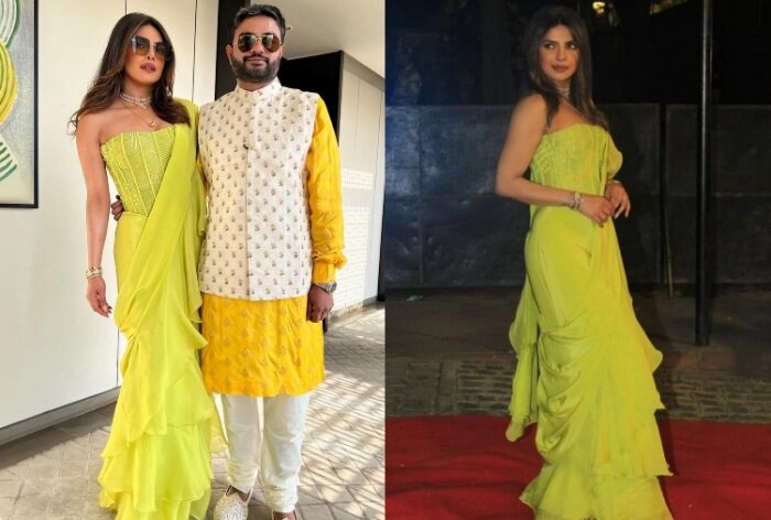 Priyanka Chopra Slays In Sexy Lime Green Ruffled Saree For Rs 78 700 See Photos