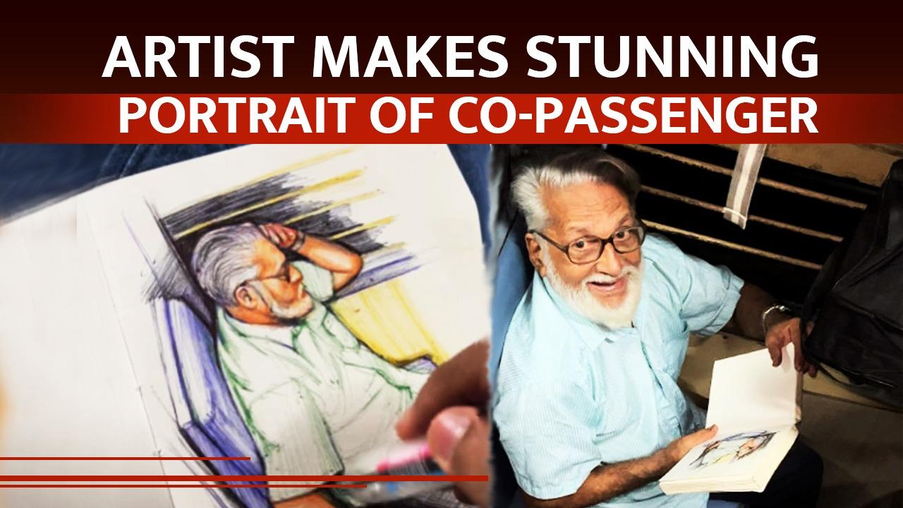 Viral Video Artist Creates Incredible Portrait Of Fellow Passenger On Train His Priceless