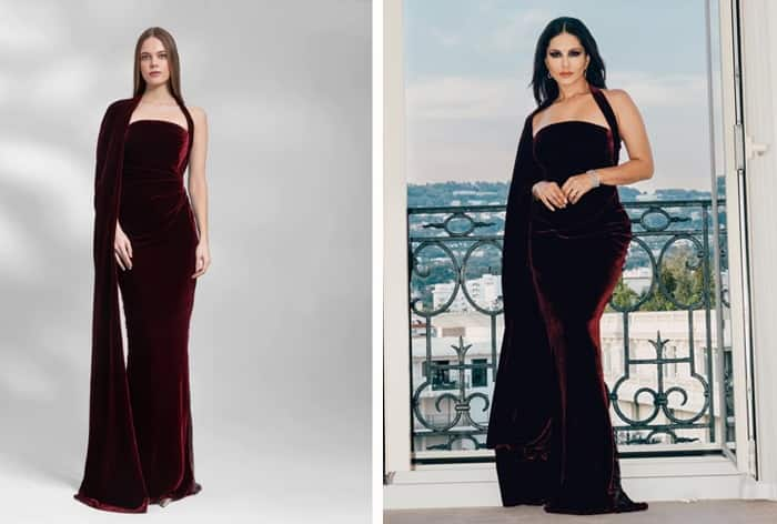 Sunny Leone Boudreaux One-Shoulder Cape Dress Can Sponsor Your Overseas ...