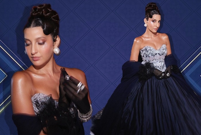 Nora Fatehi Brings Vintage Hollywood Charm In A Strapless Blue