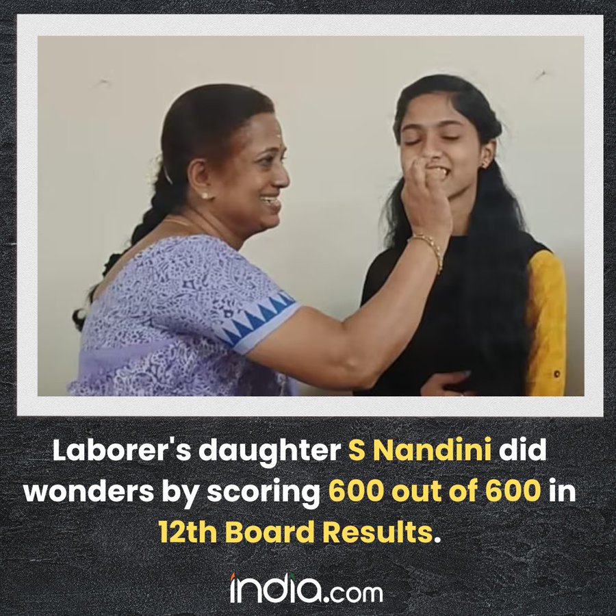 Meet S Nandini, Daughter Of Daily Wager From TN’s Dindigul, Who Scored Perfect 600/600 In Class 12 Exams