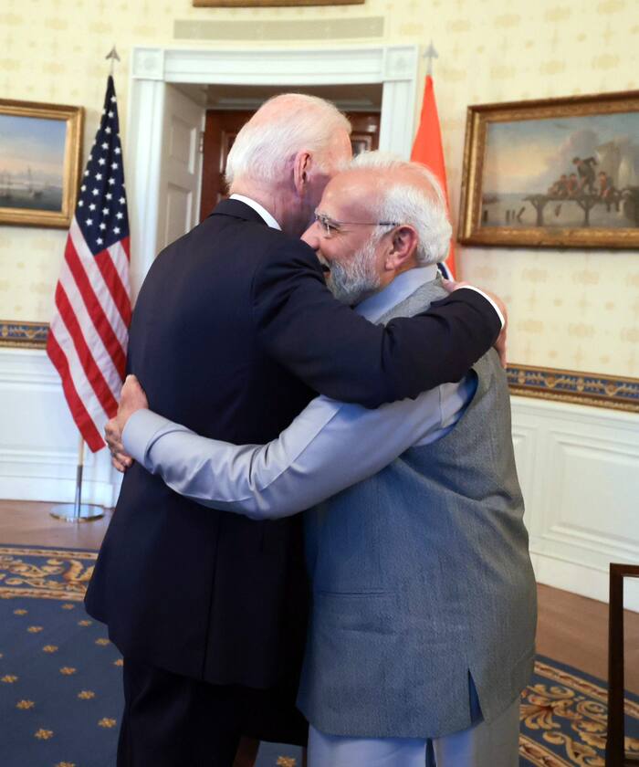 Joe Biden  welcomes Narendra Modi