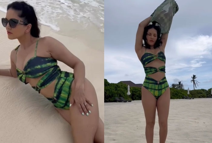 Sunny Leone Oozes Oomph in Scorching Hot Green Monokini in Maldives Watch