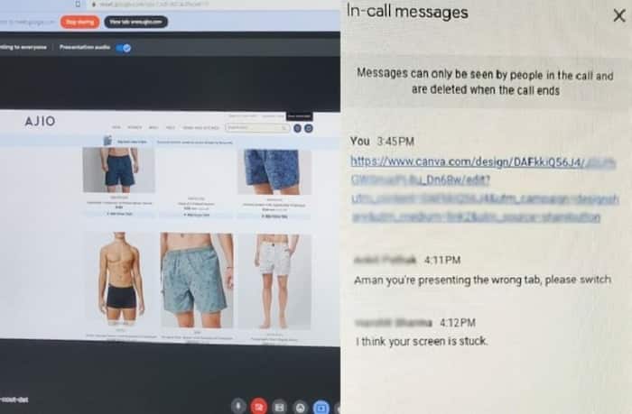 A man accidentally opened a shopping tab during his online office meet. (Photo/ Twitter: @AmanHasNoName_2)