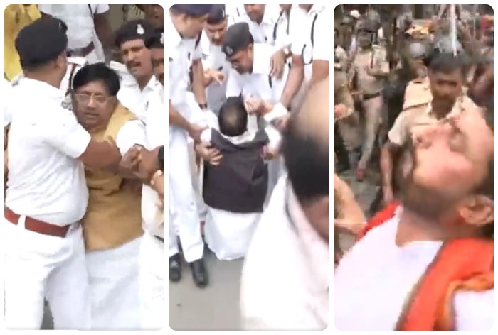 बिहार विधानसभा में भारी हंगामा, बीजेपी विधायक को मार्शल ने बाहर निकाला, प्रदर्शन कर रहे भाजपा कार्यकर्ताओं पर लाठीचार्ज