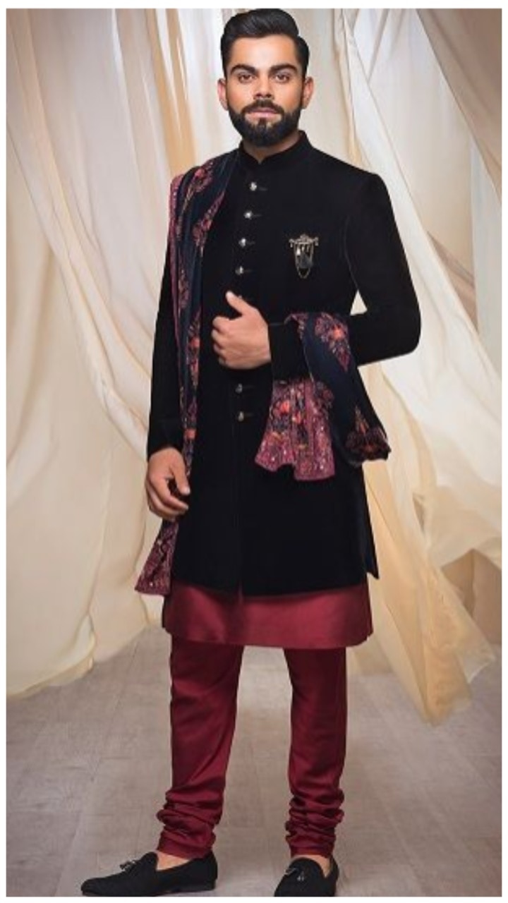 Virat kohli 2024 black sherwani