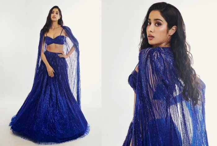 Janhvi Kapoor as Desi Mermaid Stuns in Electric Blue Lehenga With Sexy Bralette And Cape, See Pics image image