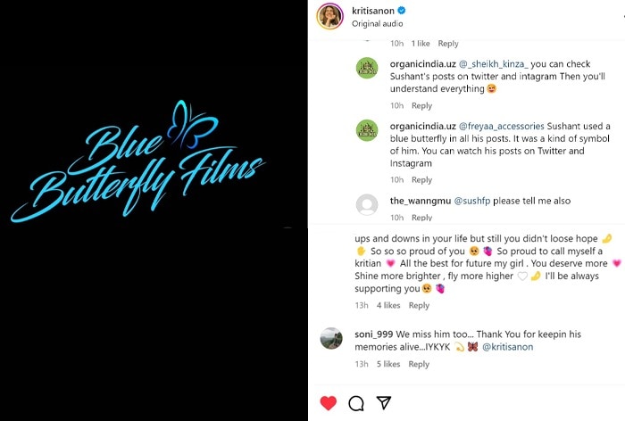 Screenshots of comments on Kriti Sanon's Instagram post 