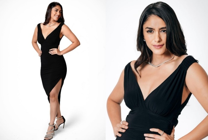 Mrunal Thakur is The Epitome of Hotness in Black Thigh-High Slit Dress