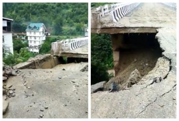 Big Chunk Of Road Breaks Away In Shimla Due To Rains, Video Surfaces