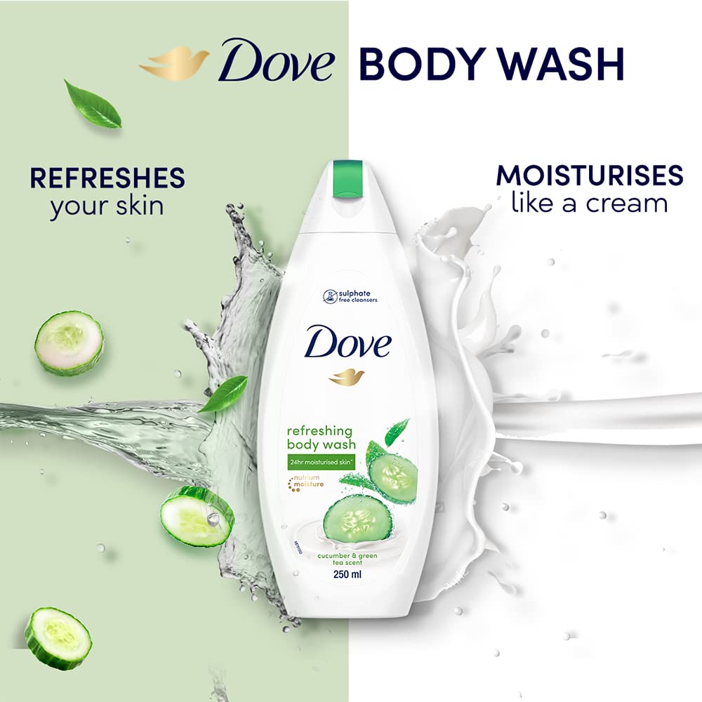 Dove Refreshing Body Wash, With Refreshing Cucumber And Green Tea Scent