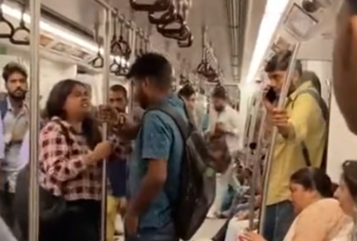 Viral Video: Woman Slaps Man Inside Delhi Metro During Argument ...