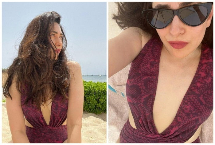 Karisma Kapoor Sizzles in Sexy Printed Monokini at Beach Holiday See Hot  Pics