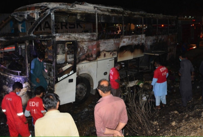 Children Among 18 Dead As Bus Goes Up In Flames On Islamabad-Karachi Highway In Pakistan's Punjab