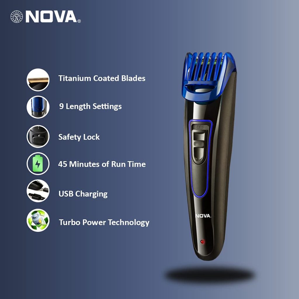 Nova Titanium Coated Cordless Trimmer for Men available on Amazon Great Freedom Festival Sale