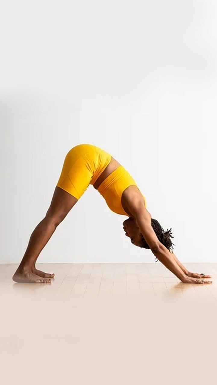 Woman doing yoga for tight calves or calf stretch Vector Image