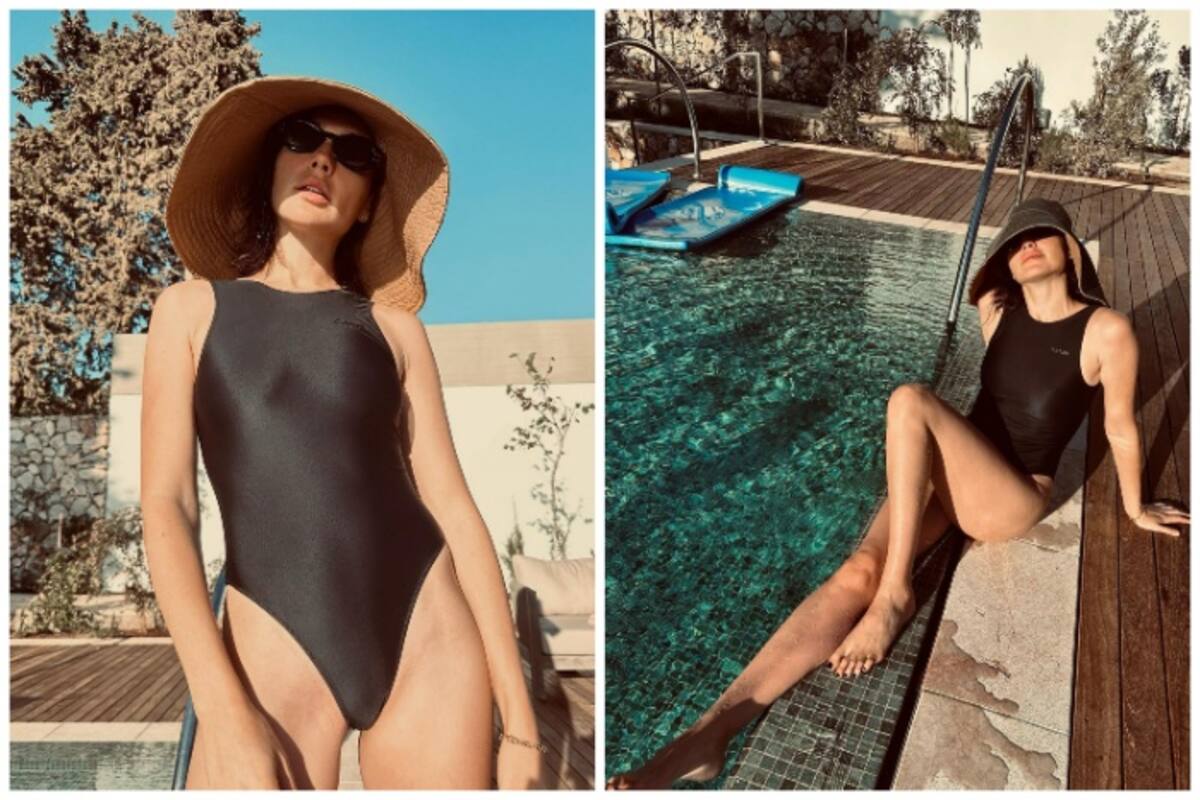 So Hot Gal Gadot Raises Temperature in Sexy Black Monokini at Swimming Pool  Watch