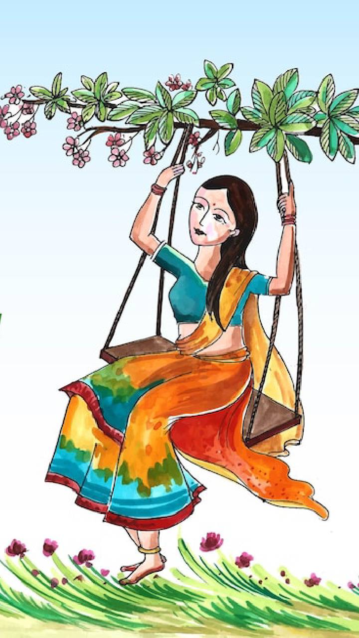 Happy Hariyali Teej Indian Festival Card Background Stock Vector by  ©Harryarts 582875788