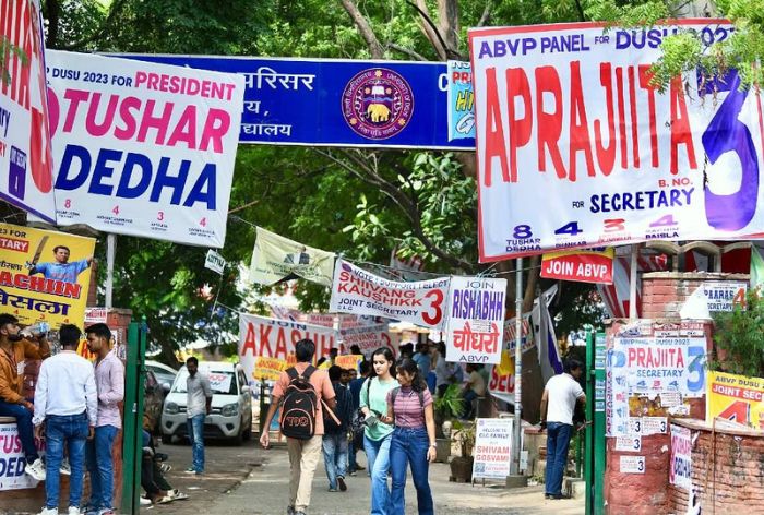 DUSU Elections 2023 Counting Of 8 Rounds Complete, All 4 ABVP Candidates Lead; Celebrations Begin