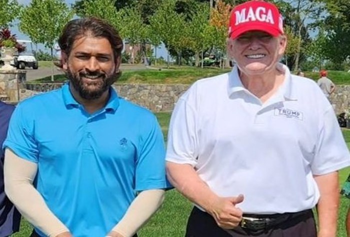 MS Dhoni Plays Golf With Ex-US President Donald Trump