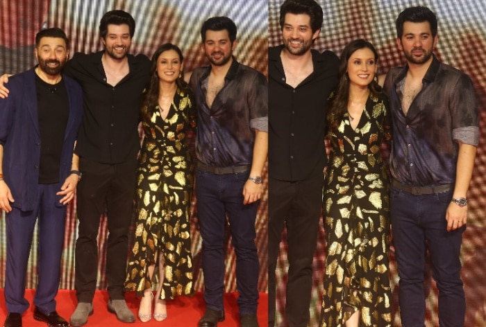 Drisha Acharya poses with the Deol men at Gadar 2 success bash (Photo: Viral Bhayani)