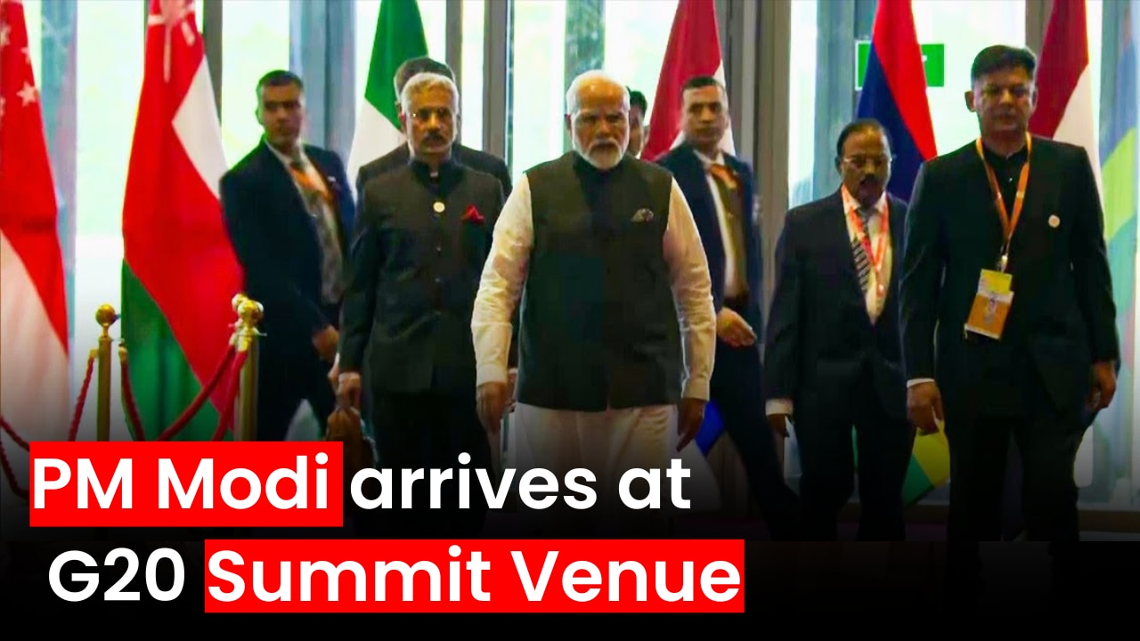 PM Modi, EAM Jaishankar and NSA Ajit Doval arrive at Bharat Mandapam