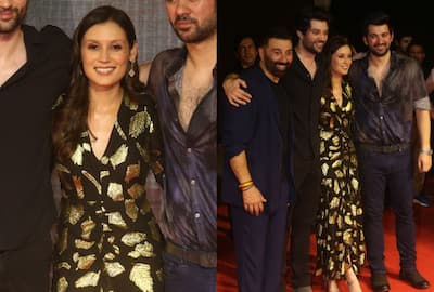 Sunny Deol Bahu Drisha Acharya Poses in a Hot Backless Black Dress Worth Rs  7 Lakh at Gadar 2 Success Party - See Stunning Pics