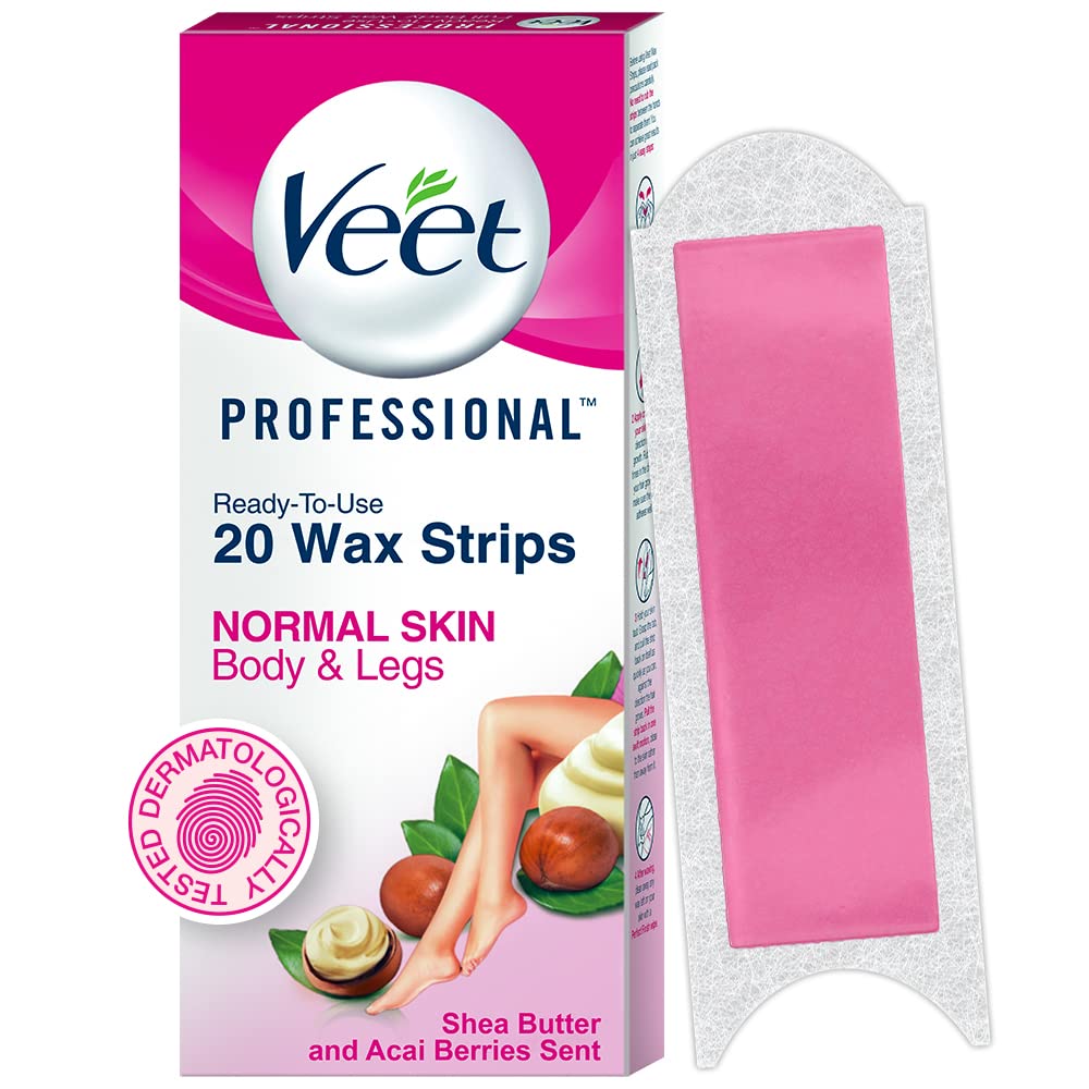 Veet Professional Waxing Strips Kit for Normal Skin, 20 Strips