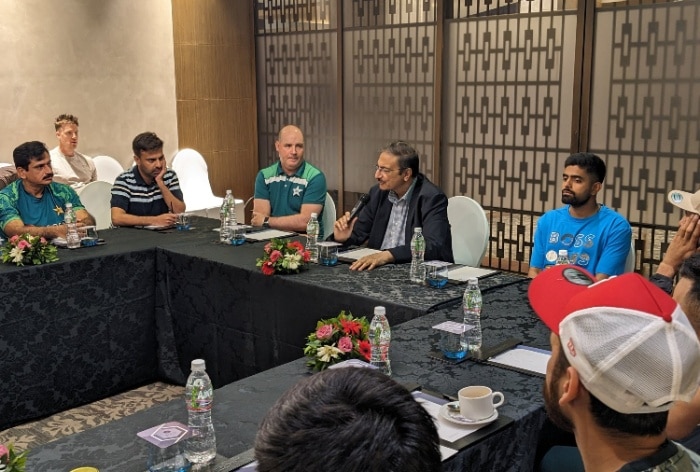 ODI World Cup 2023: PCB Chief Zaka Ashraf Meets Babar Azam And Co Before IND Vs PAK Encounter – SEE PICS