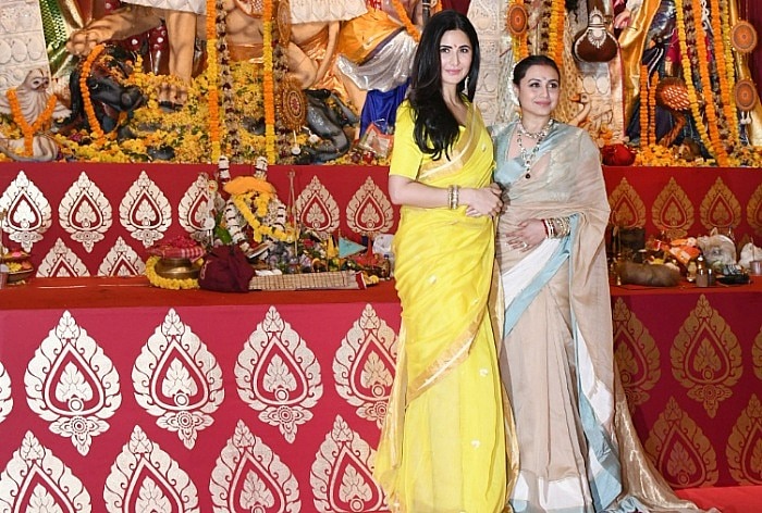 Katrina Kaif with Rani Mukerji at a Durga Puja Pandal in Mumbai (Photo: Viral Bhayani)
