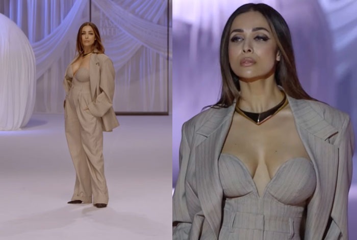 Malaika Arora Ditches Extravagant Runway Styles For an Oversized Bustier Pantsuit at LFW 2023- HOT PICS