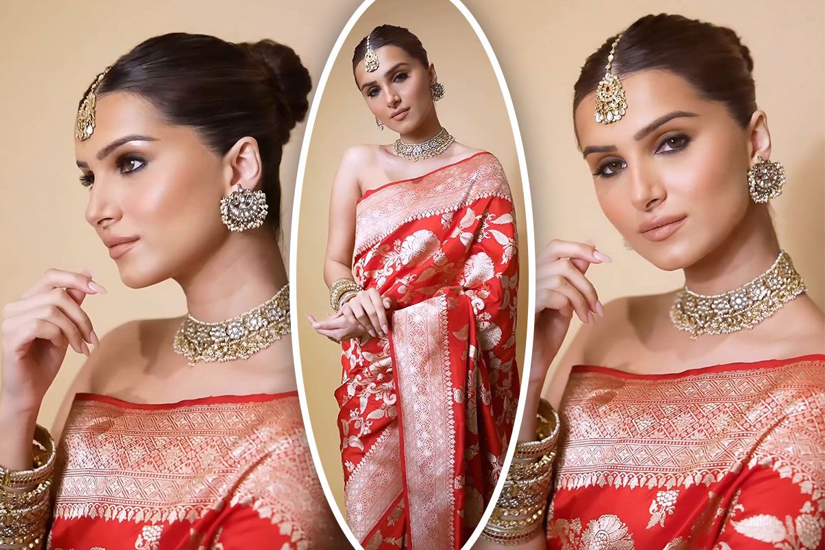 Tara Sutaria Makes True Fashion Statement in Timeless Red Banarasi Saree, Pics Will Give You Major Karwa Chauth Inspiration