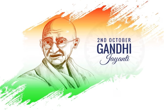 Continuous line drawing of mahatma gandhi Vector Image