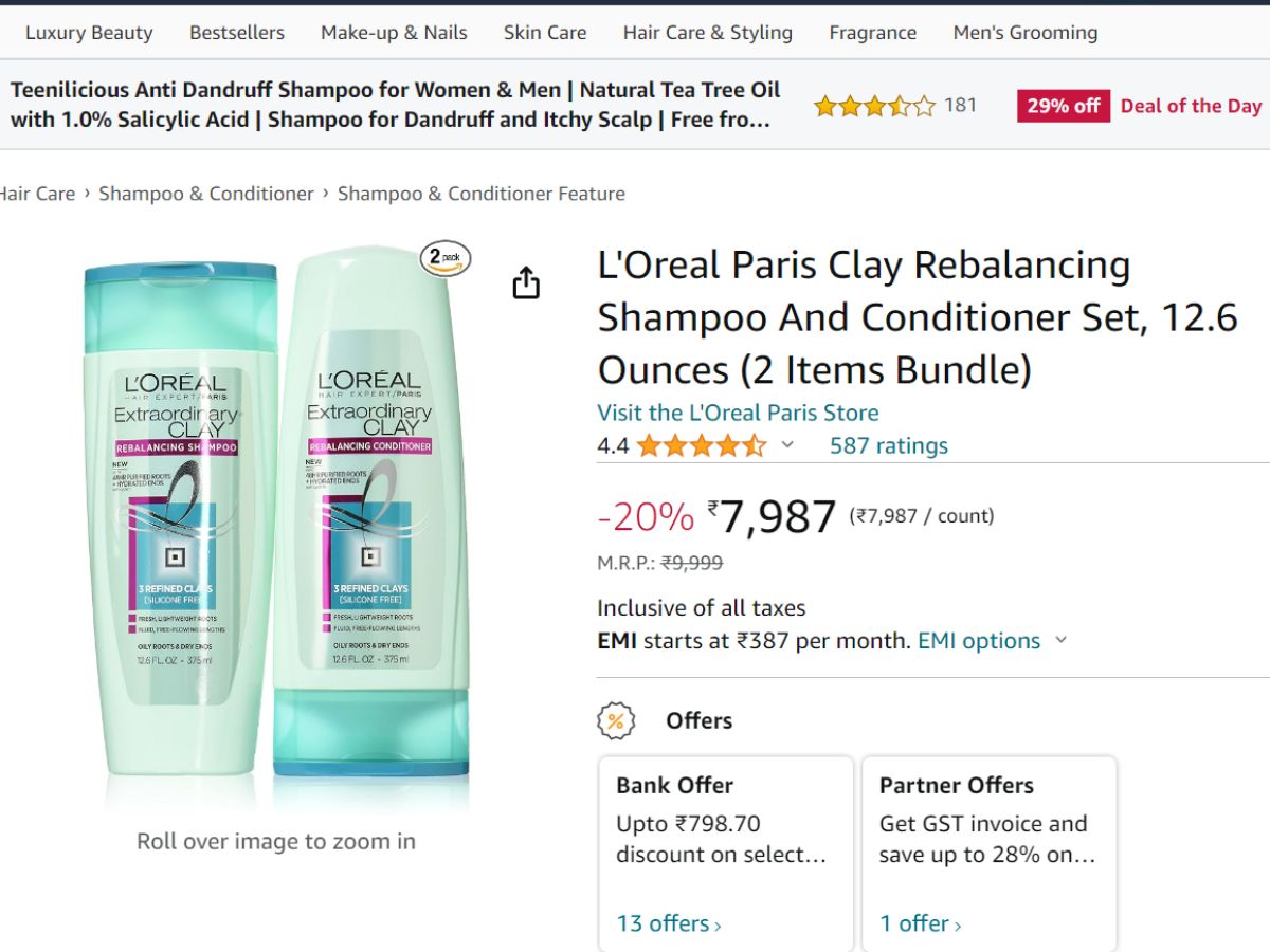 Most Expensive ShampooConditioner Set At Rs 387 Per Month EMI, Check