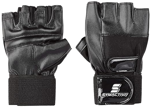 Amazon Brand - Symactive Leatherette Gym Training Gloves