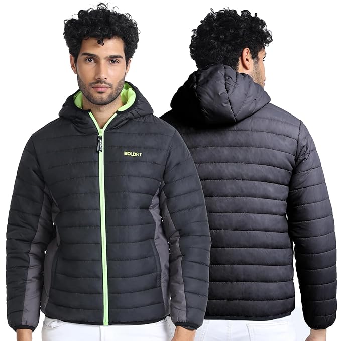 BOLDFIT jacket for men Padded winter jackets with hood for men