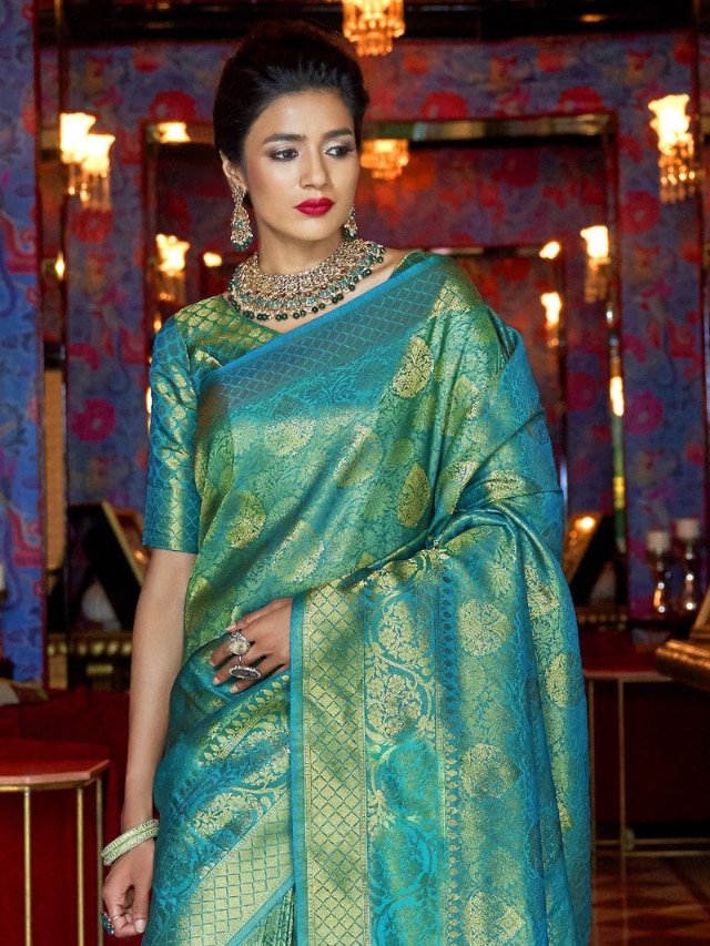 Buy bridal kanchipuram silk saree in pastel | The S Studio