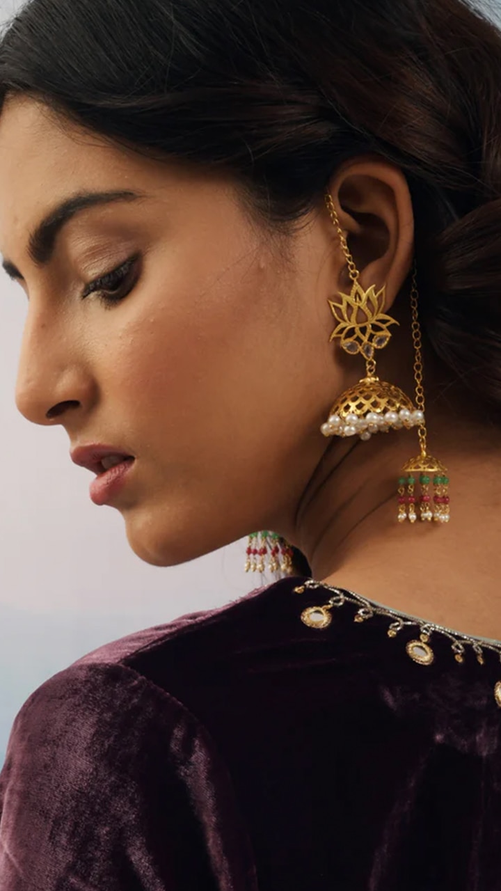 Blue double Jhumka earrings – Timeless desires collection