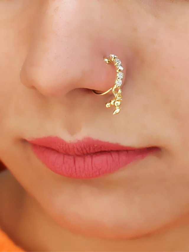 Buy Priyaasi Floral Rose Gold Nose Ring Online At Best Price @ Tata CLiQ