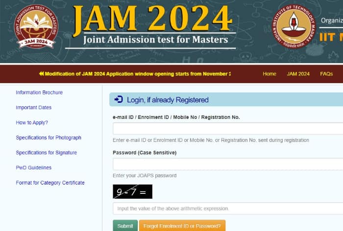 IIT JAM 2024 Application Correction Portal Opens on Nov 24; Know How to Modify Submitted Details