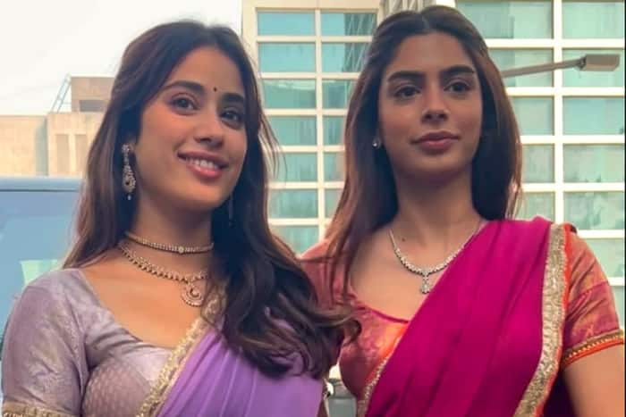 Janhvi Kapoor-Khushi Kapoor Embrace Sustainable Chic, Repeat Lavender and Pink Lehengas for Karan Johar's Dhanteras Puja - See Pics