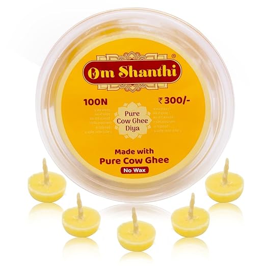 Om Shanthi POOJA MADE PURE Wax Free Pure Cow Ghee Diya