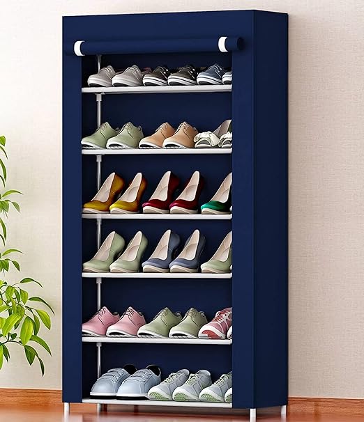 Oumffy Multipurpose 6 Shelves Shoe Rack with Zip Door Cover