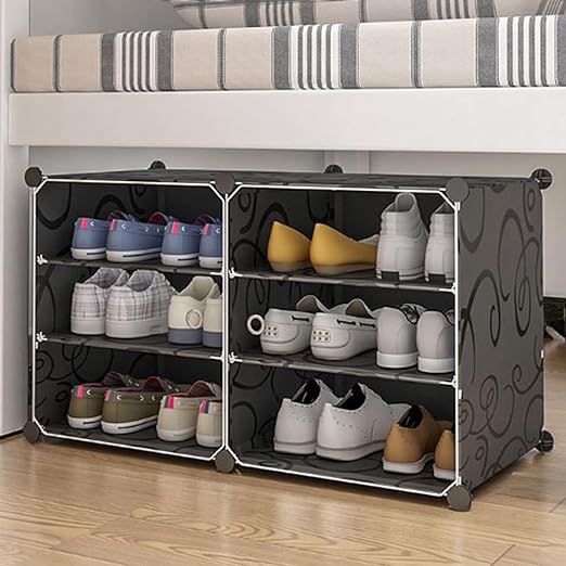 Oumffy Portable Plastic Shoe Rack Organizer with Door