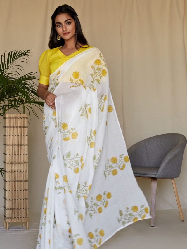 Mul Silk Saree with Puff Sleeve Blouse at Rs 1,850 / Piece in Jaipur |  Aderiat