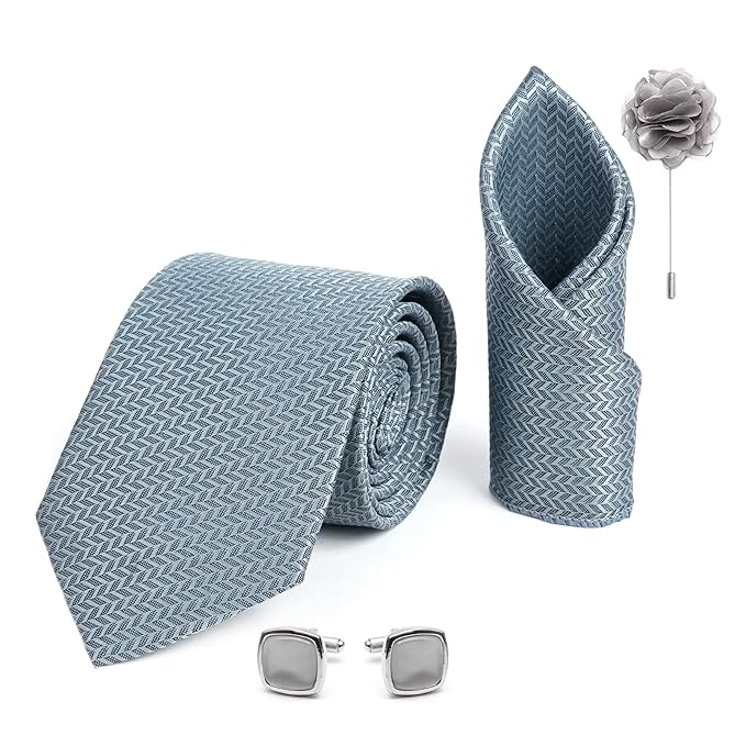 RIZORO Mens Plaid Micro Self Silk Necktie Gift Set