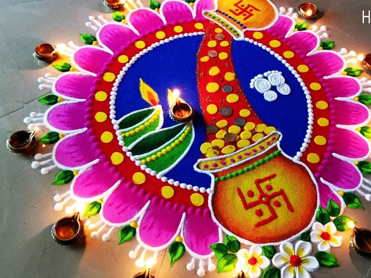Dhanteras Rangoli Designs: दिवाली धनतेरस के दिन आंगन बनाए ये सुंदर ...
