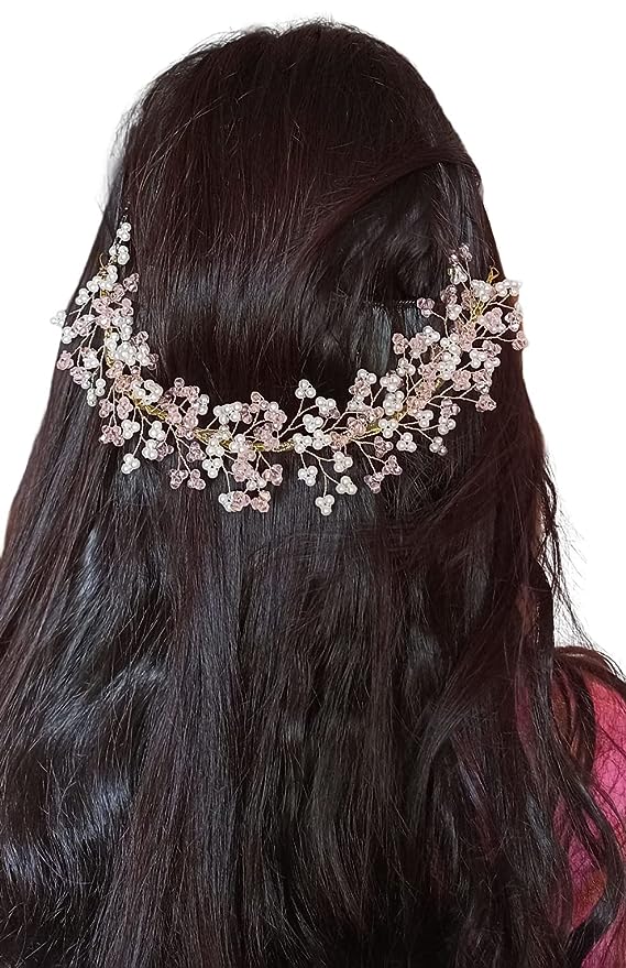 Samyak Crystal Pearl Hair Tiara Vine Hair Headband