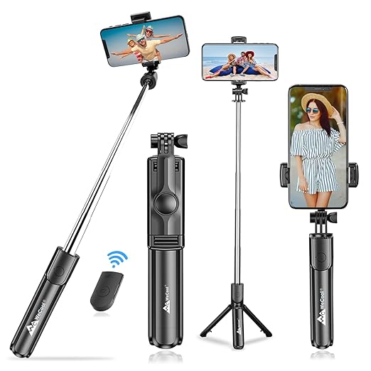 WeCool Selfie Stick with Tripod Stand, Bluetooth Extendable Tripod for Mobile Phone